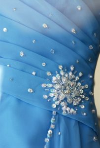 blue dress with beads