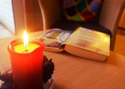 candle with book