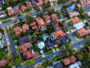 aerial view of homes