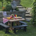 picnic table with food